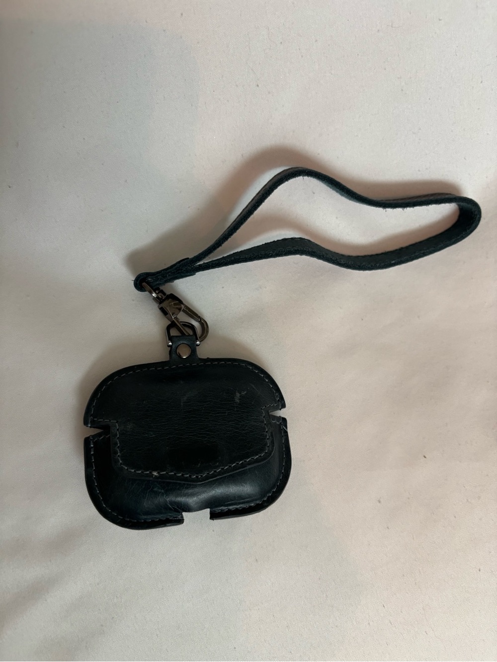 Black Leather Wristlet AirPod Pouch